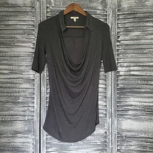 Bordeaux‎ Woman's Small Modal Charcoal grey collared shirt